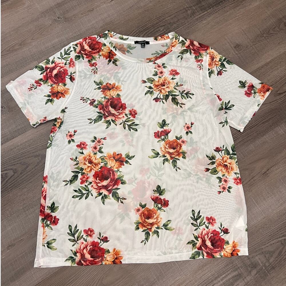Ambiance Sheer Floral Top Plus Size
